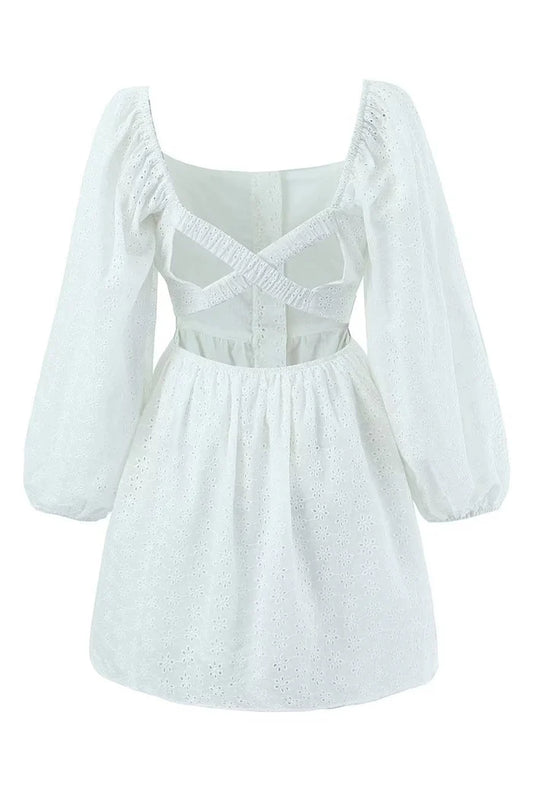 Classy White Long Sleeves Short Graduation Dress