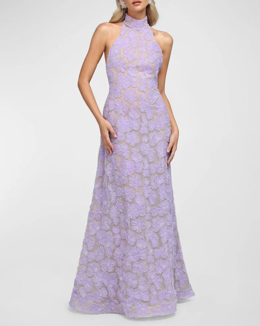 Marcella Beaded Backless Halter Gown Charming and unique design Beautiful generous simple