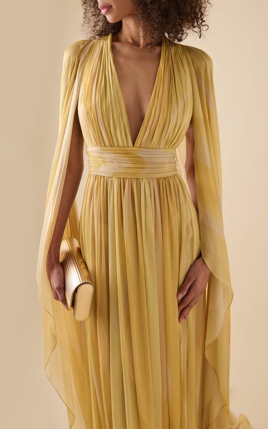Capelet Printed Silk Gown Gentle beautiful and grand