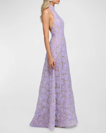 Marcella Beaded Backless Halter Gown Charming and unique design Beautiful generous simple