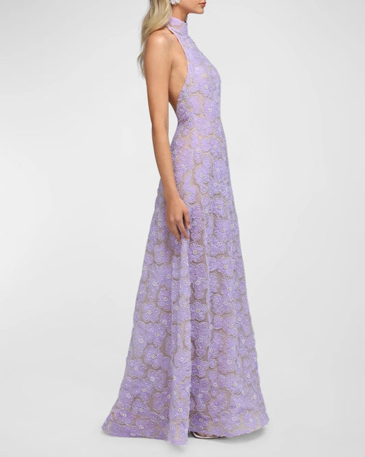 Marcella Beaded Backless Halter Gown Charming and unique design Beautiful generous simple
