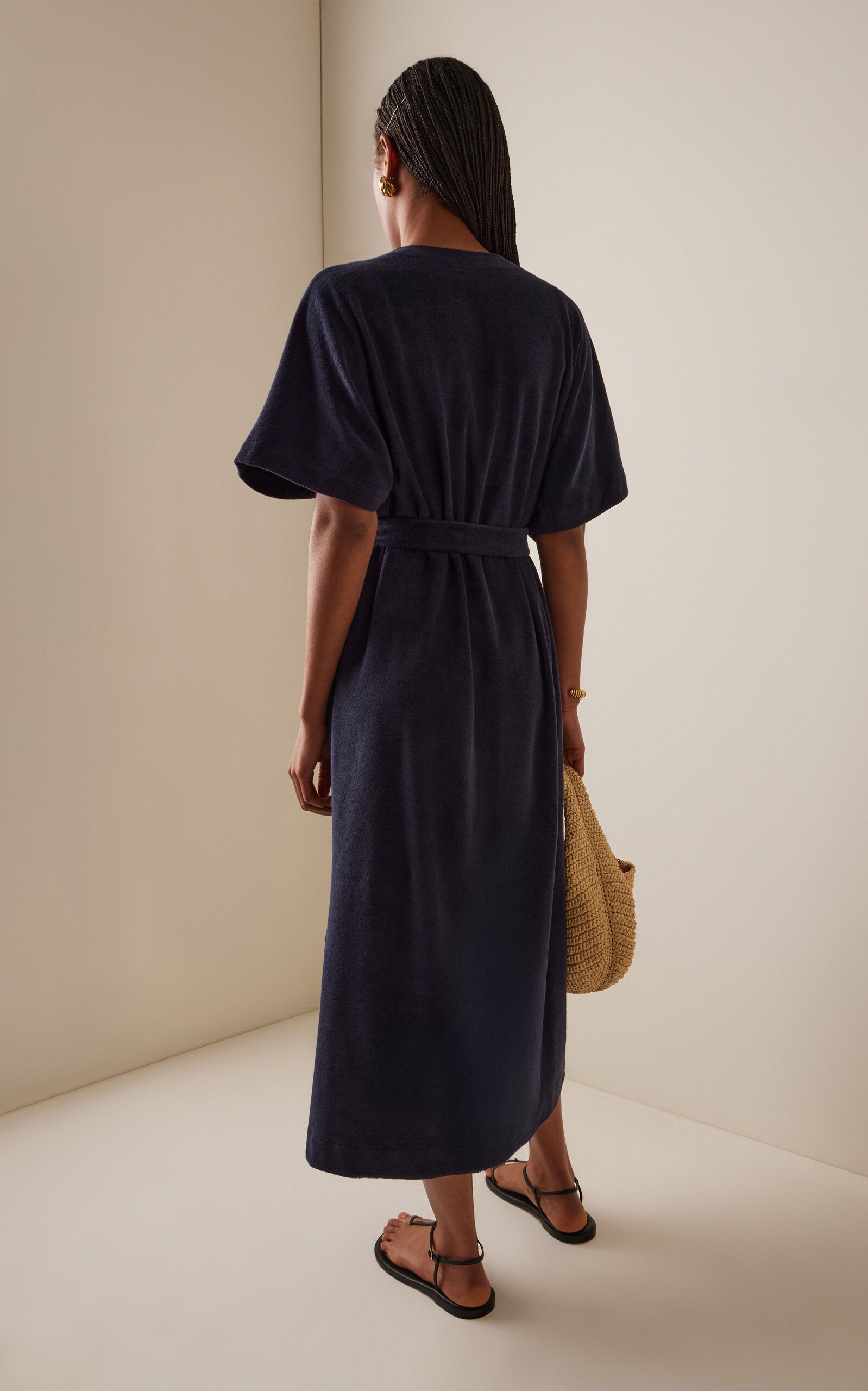 Ladies' Spring And Summer Vacation Cape-Detailed Roma Layered Thalasso Cotton Terry Robe