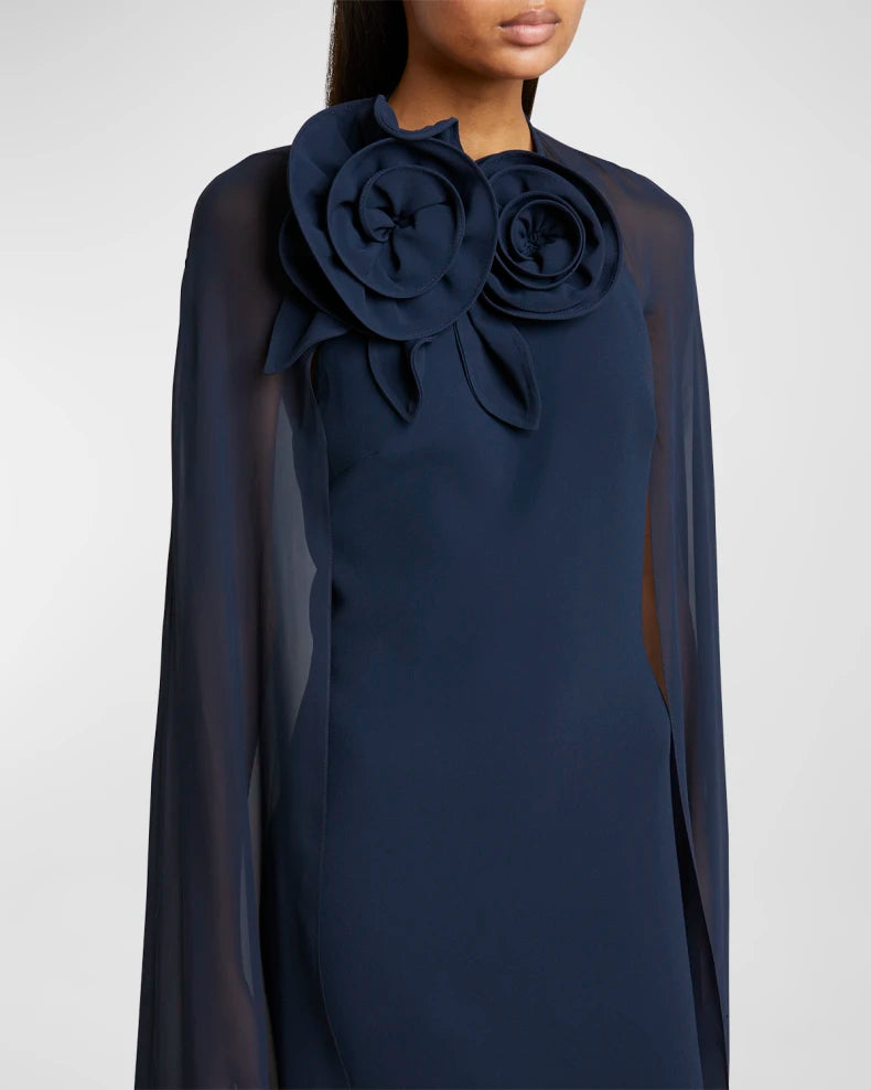 Charming and unique design Beautiful generous simple Flower-Neck Cape Trumpet Gown