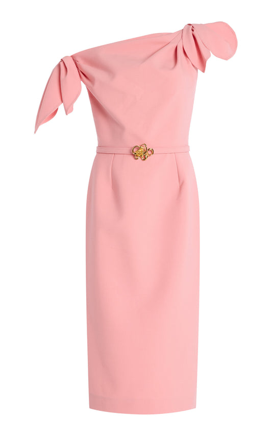 Asymmetric Knotted Wool-Blend Midi Dress Full of charm simple and atmospheric