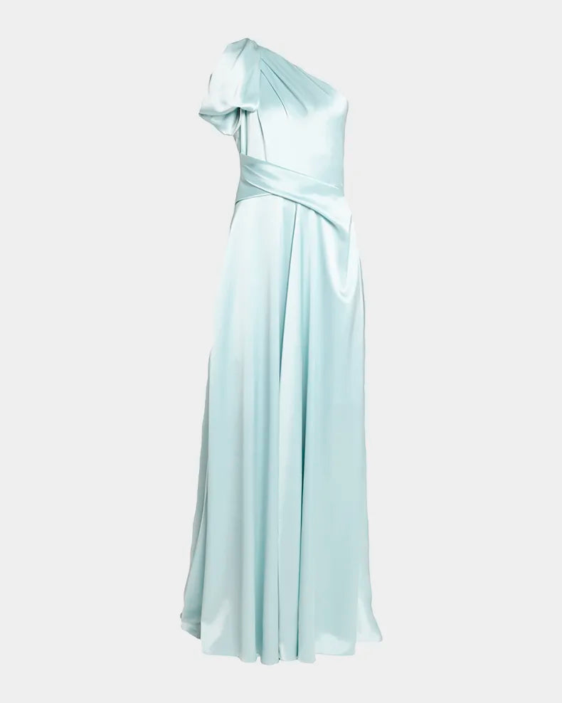 Bow One-Shoulder Crepe Satin Gown Beautiful and charming simple and unique design