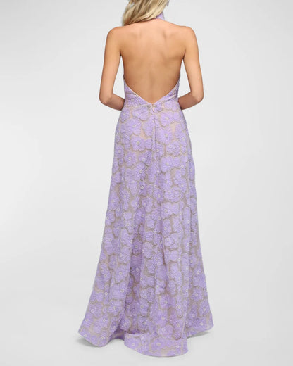 Marcella Beaded Backless Halter Gown Charming and unique design Beautiful generous simple