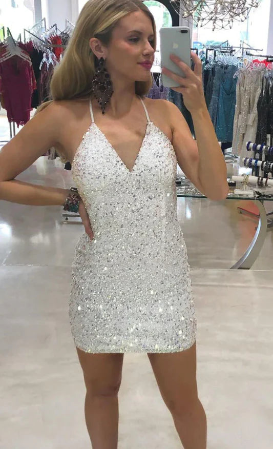 Short Prom Dress  Cute Short Homecoming Dress With Sequin