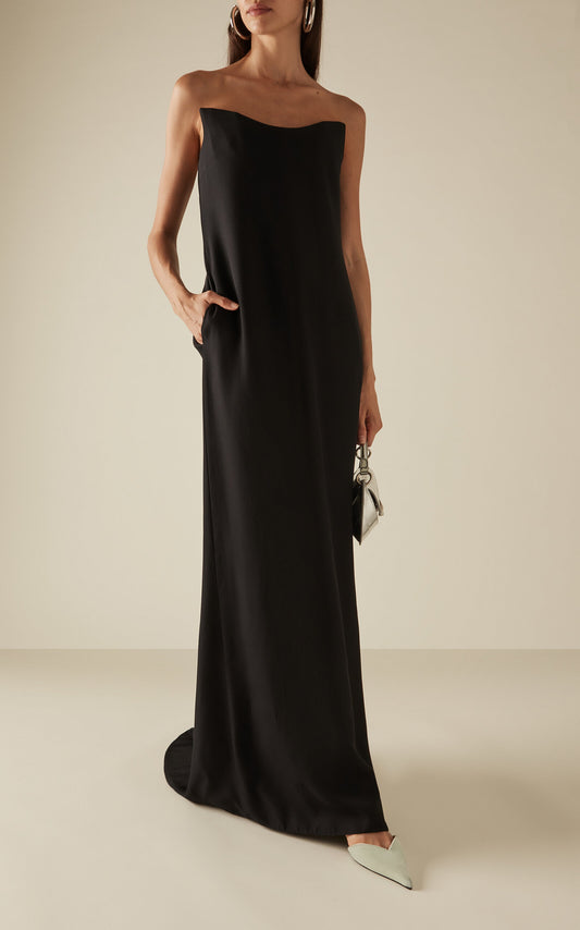 Party Dresses Strapless Crepe GownGentle beautiful and grand