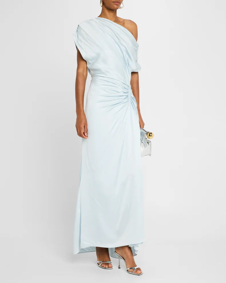 Penny One-Shoulder Ruched Satin Gown Charming and unique design Beautiful generous simple
