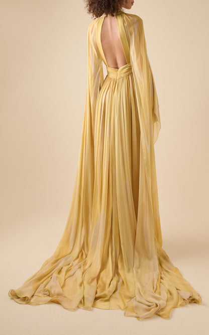 Capelet Printed Silk Gown Gentle beautiful and grand