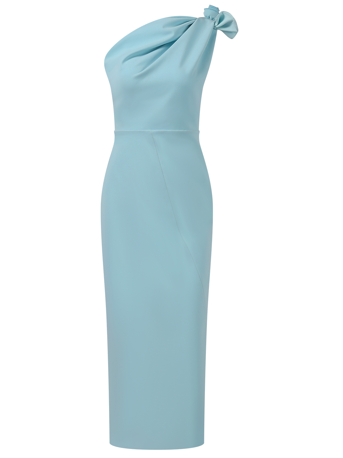 Simple beautiful generous and full of charm Blue Bow One-Shoulder Sheath Maxi Dress