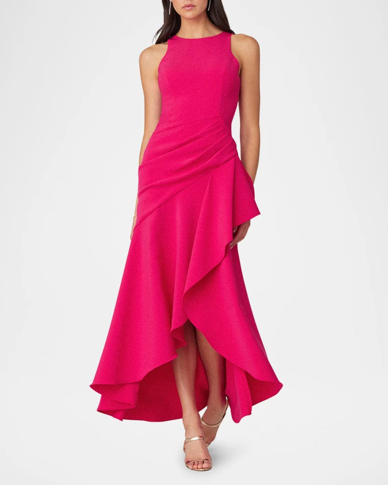 Pleated High-Low Ruffle Gown Beautiful and charming simple and unique design