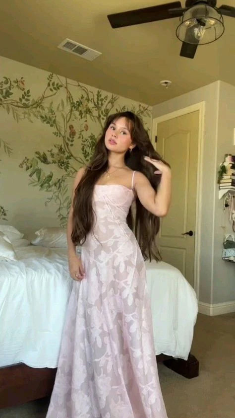 Sexy Spaghetti Strap Sleeveless Mermaid Tulle Pink Long Prom Dresses