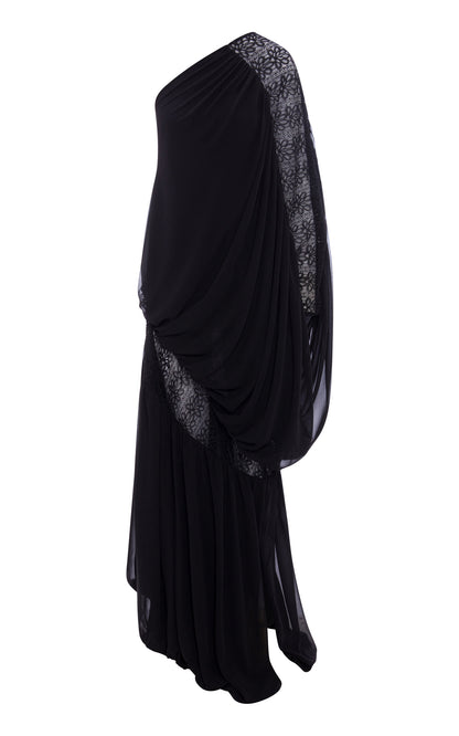 Simple gentle beautiful and grand Single-Shoulder Lace Georgette Dress