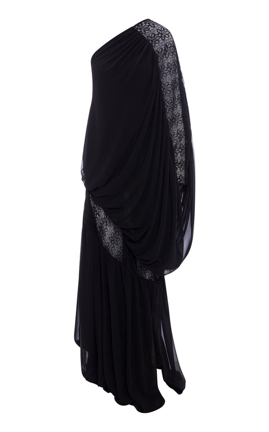 Simple gentle beautiful and grand Single-Shoulder Lace Georgette Dress