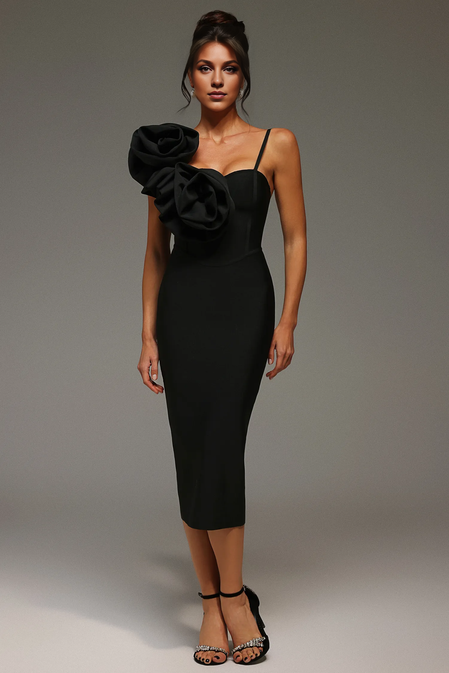 Lzada Halter Flowers Bandage Midi Dress Simple gentle atmospheric and unique design