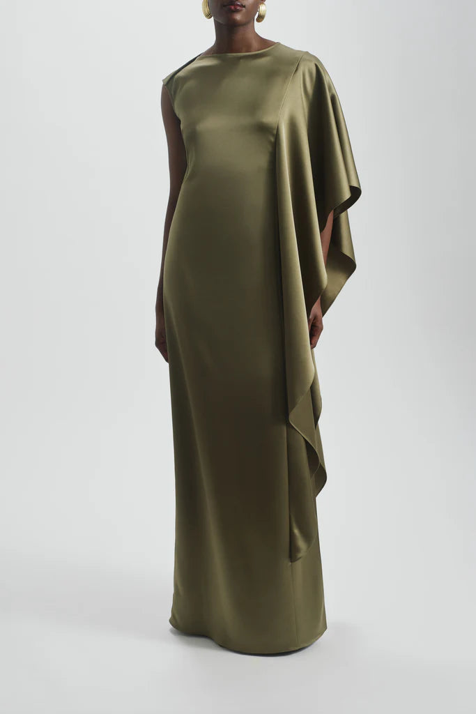 Cascading Drape Column Dress Simple atmospheric beautiful and unique design