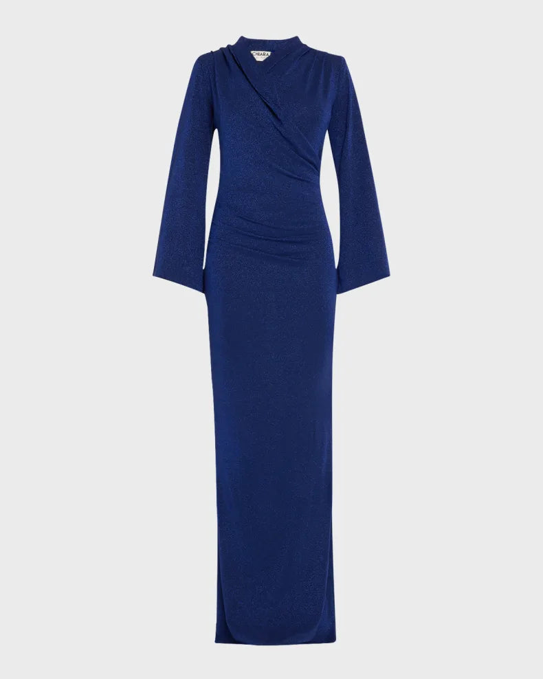 Charming and unique design Beautiful generous simple Stena Shimmer Draped Column Gown