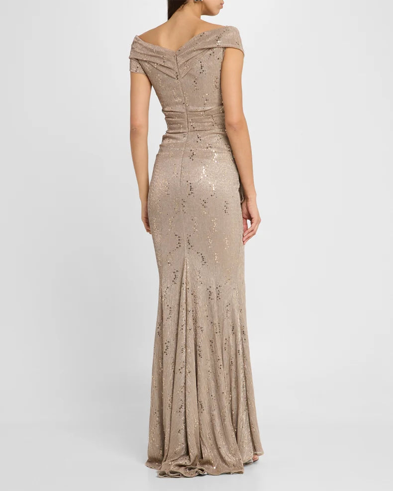 Reo Metallic Drape Mermaid Gown Beautiful and charming simple and unique design