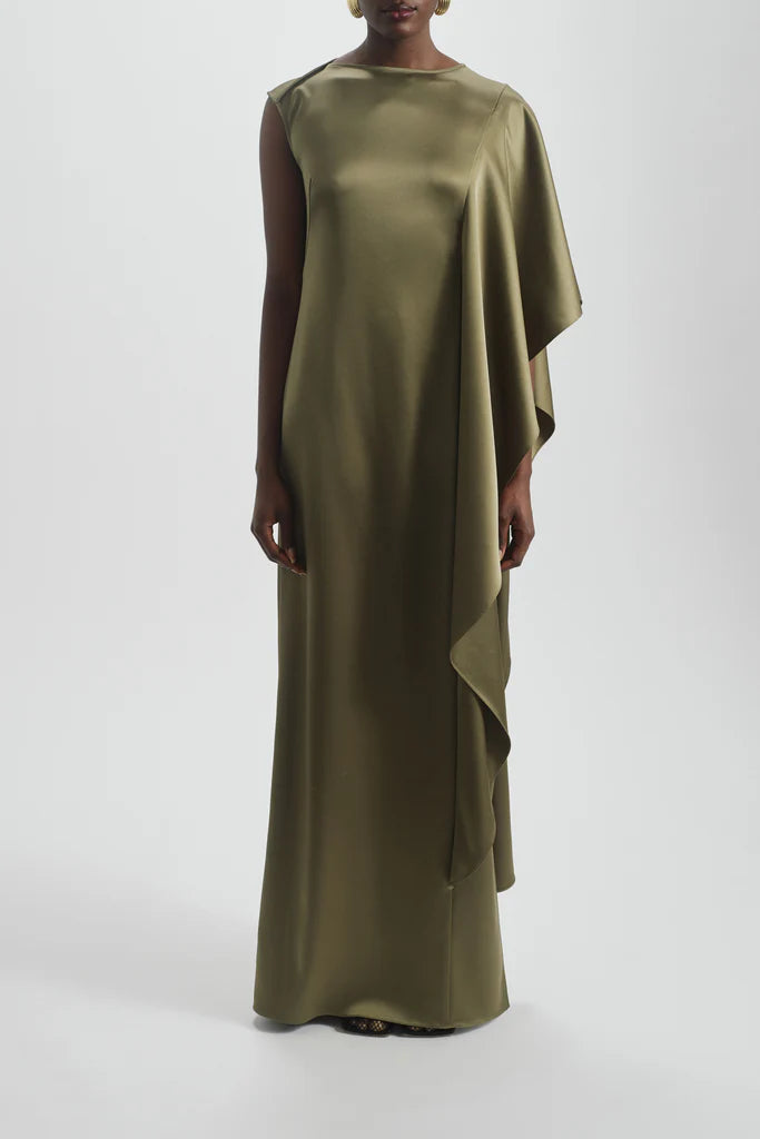 Cascading Drape Column Dress Simple atmospheric beautiful and unique design
