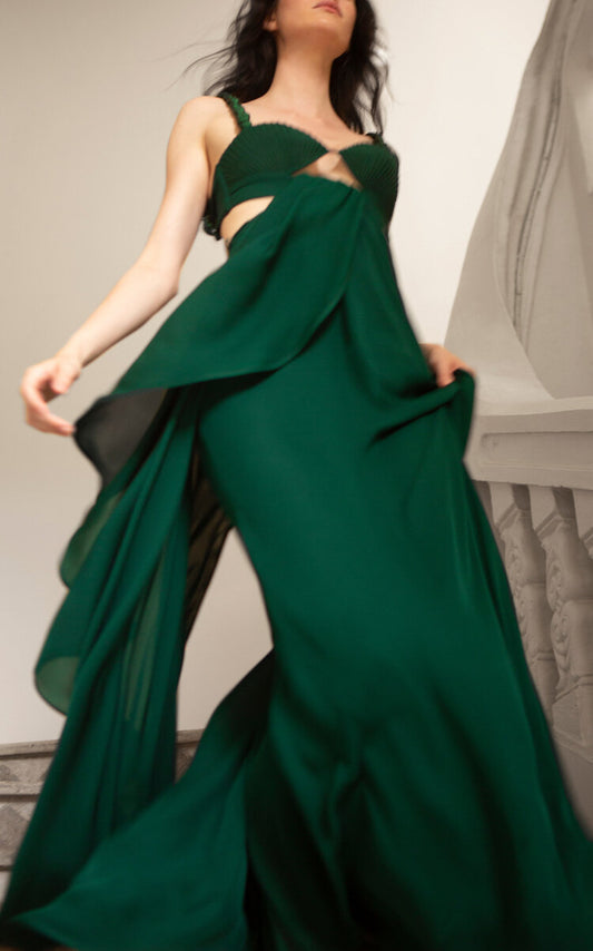 Sea Poem Draped Cutout Maxi Dress Simple gentle beautiful and grand