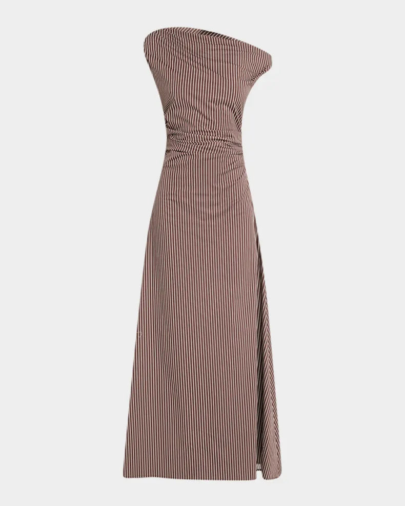 Phare Striped Asymmetric Maxi Dress Simple beautiful generous and full of charm