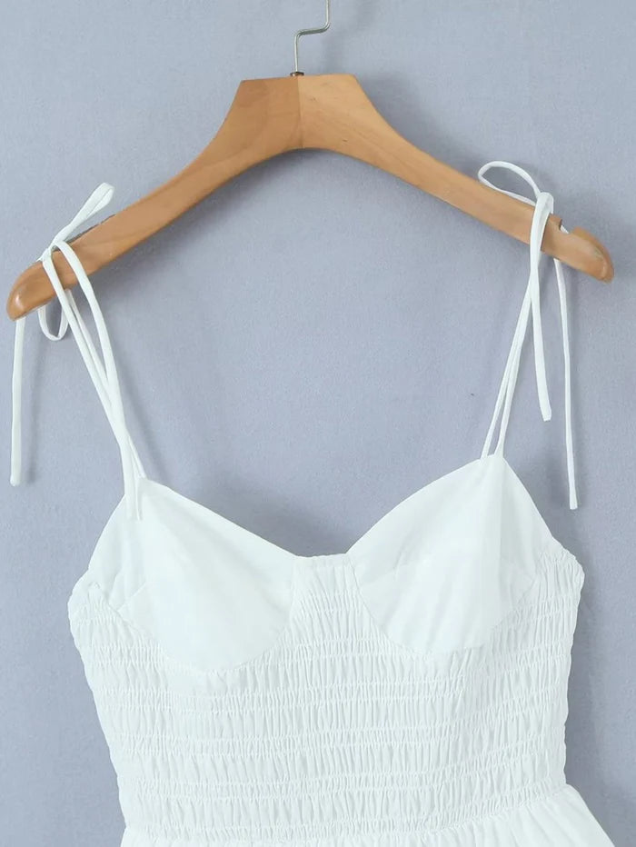 White V Neck Simple Short Graduation Sundress