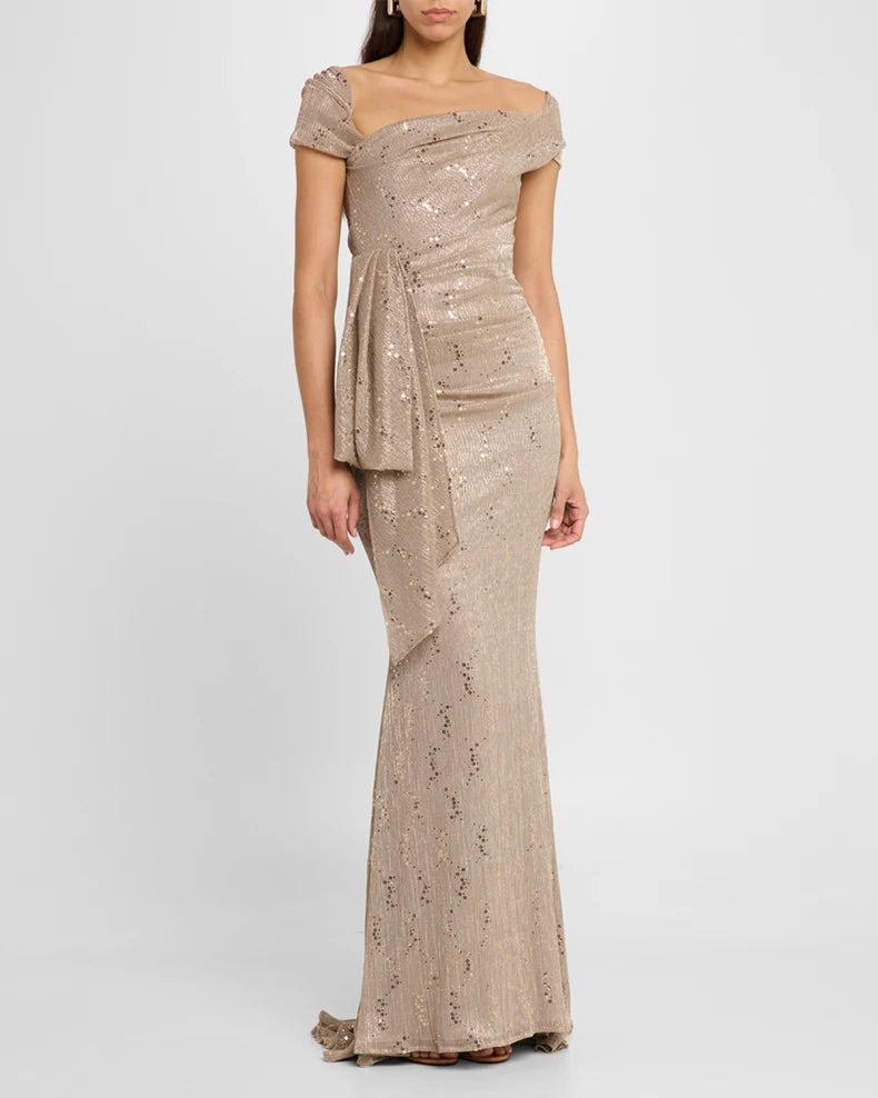 Reo Metallic Drape Mermaid Gown Beautiful and charming simple and unique design