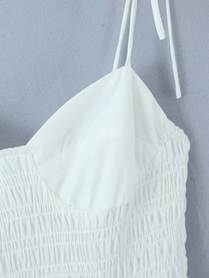 White V Neck Simple Short Graduation Sundress