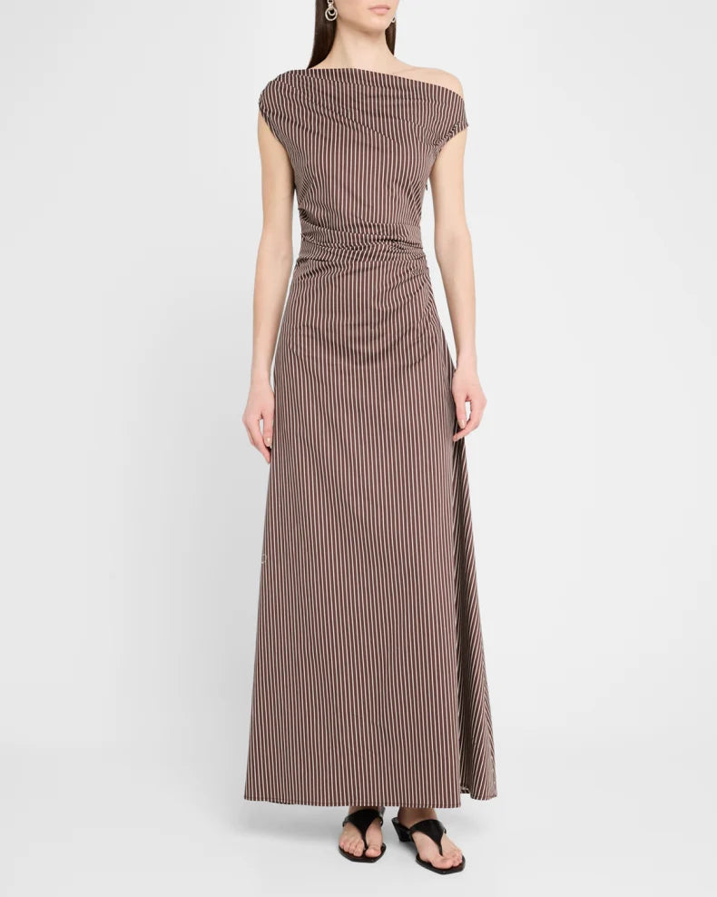 Phare Striped Asymmetric Maxi Dress Simple beautiful generous and full of charm