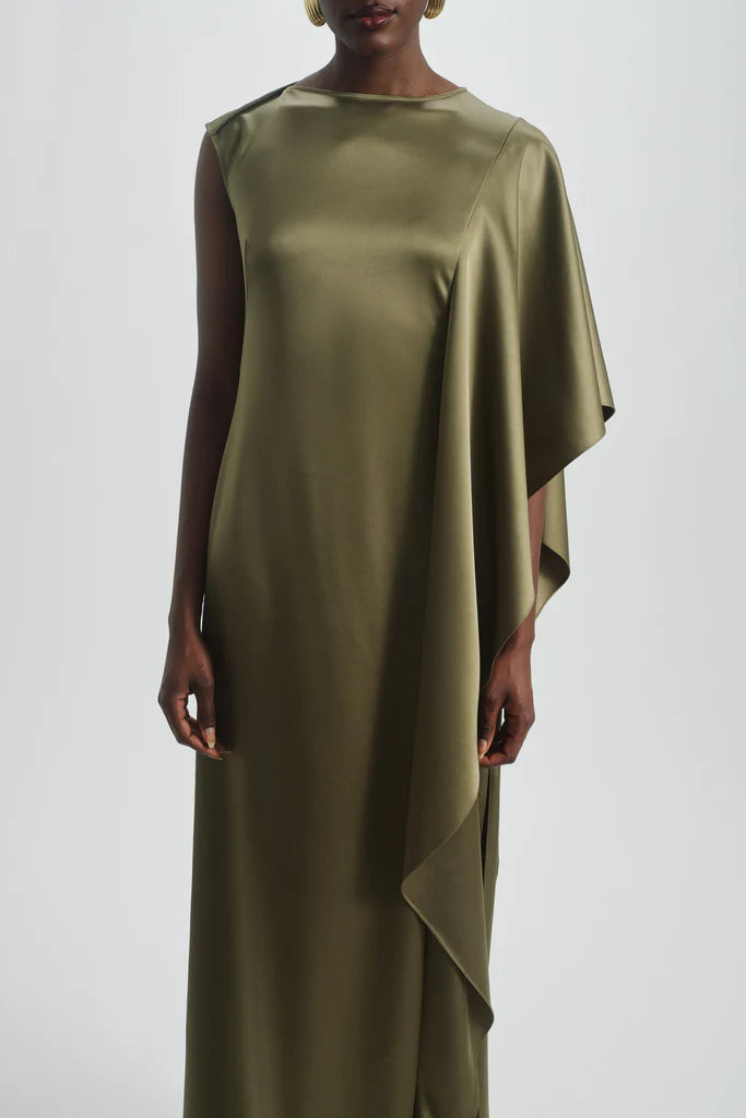 Cascading Drape Column Dress Simple atmospheric beautiful and unique design