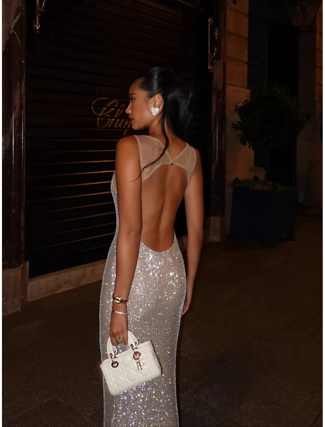 Mermaid Trumpet Prom Dresses Vintage Dress Formal Prom Floor Length Sleeveless Square Neck Sequined with Glitter Sequin