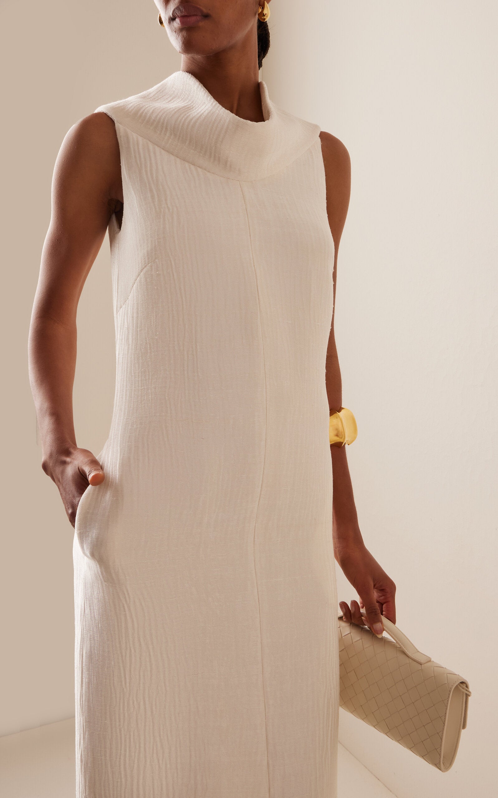 The Blair Pleated Sponge Silk Midi Dress