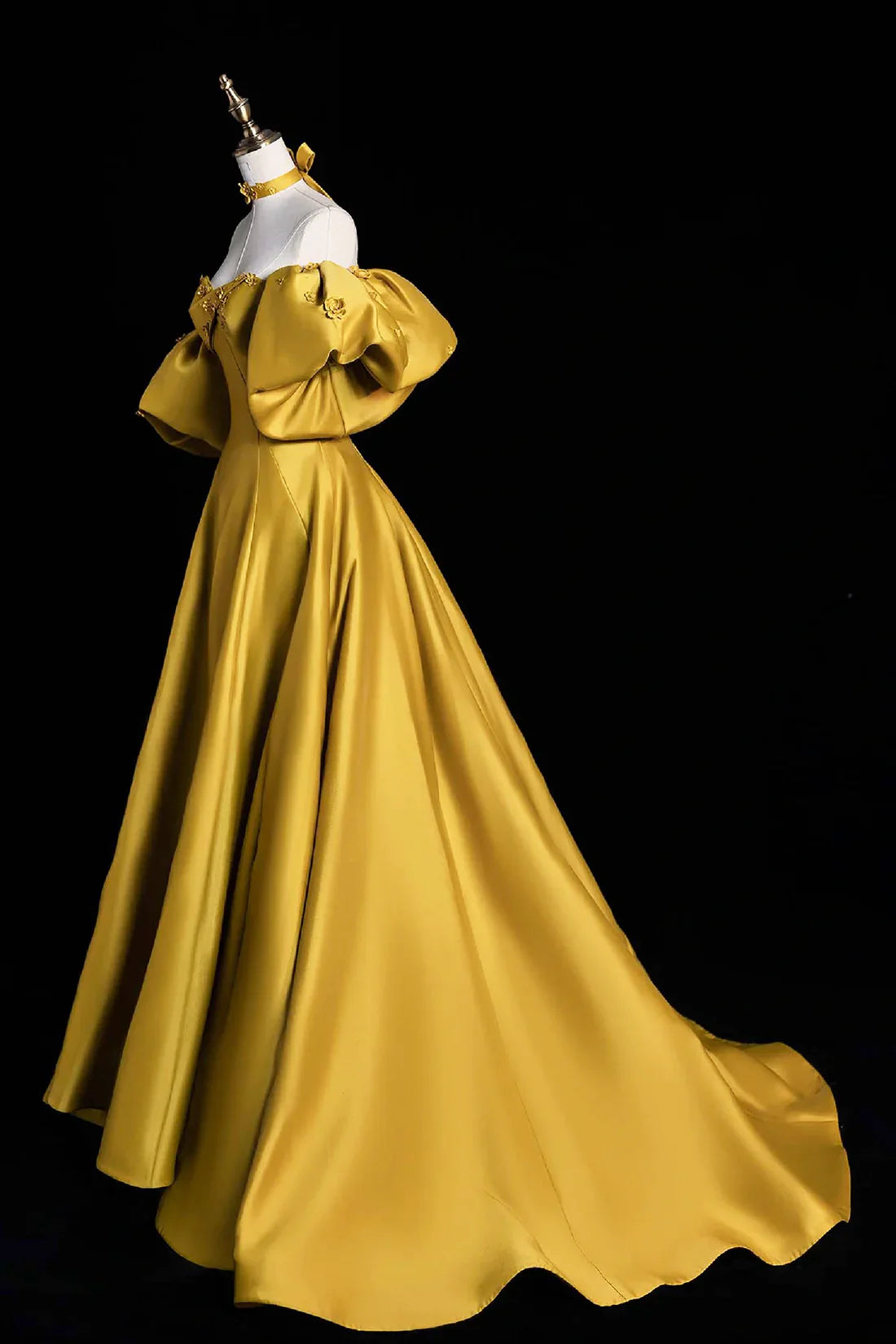 Satin Lace Long Prom Dress Beautiful A-Line Off the Shoulder Evening Party Dress