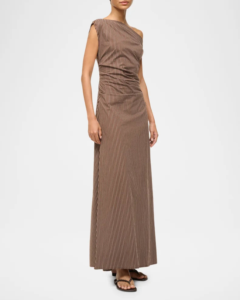 Phare Striped Asymmetric Maxi Dress Simple beautiful generous and full of charm