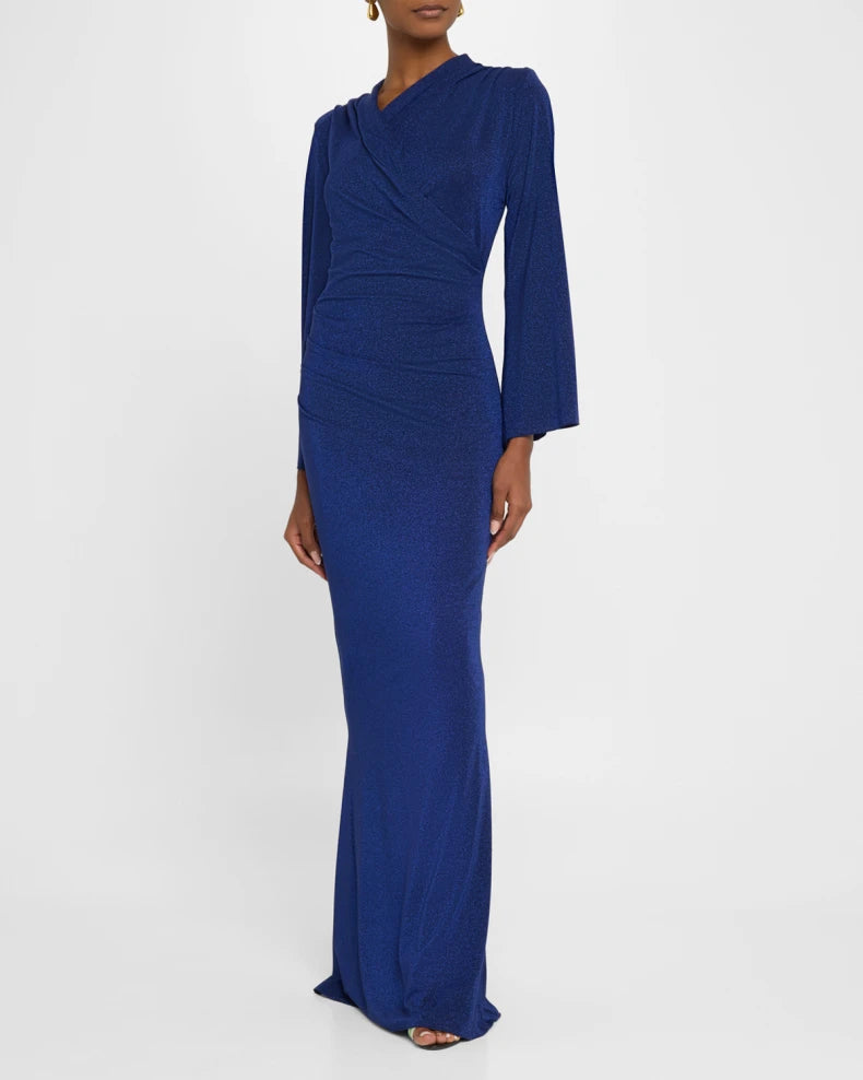 Charming and unique design Beautiful generous simple Stena Shimmer Draped Column Gown