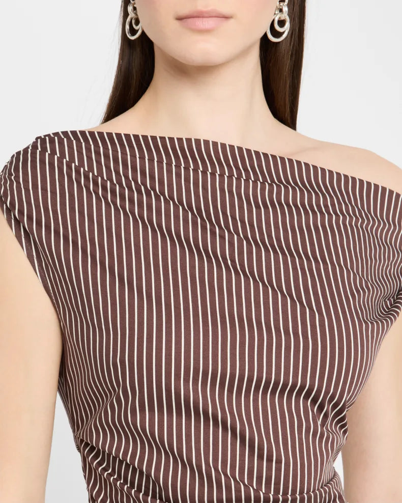 Phare Striped Asymmetric Maxi Dress Simple beautiful generous and full of charm