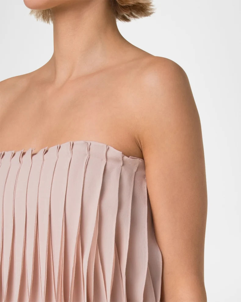 Strapless Silk Georgette Ribbon Gown Charming and unique design Beautiful generous simple