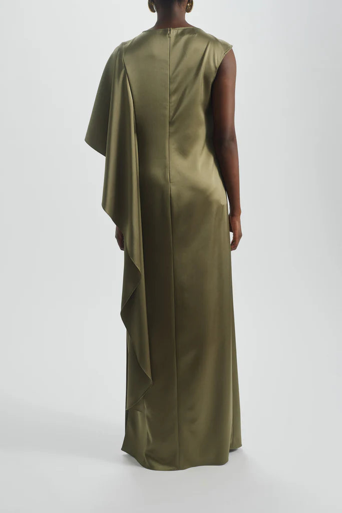 Cascading Drape Column Dress Simple atmospheric beautiful and unique design