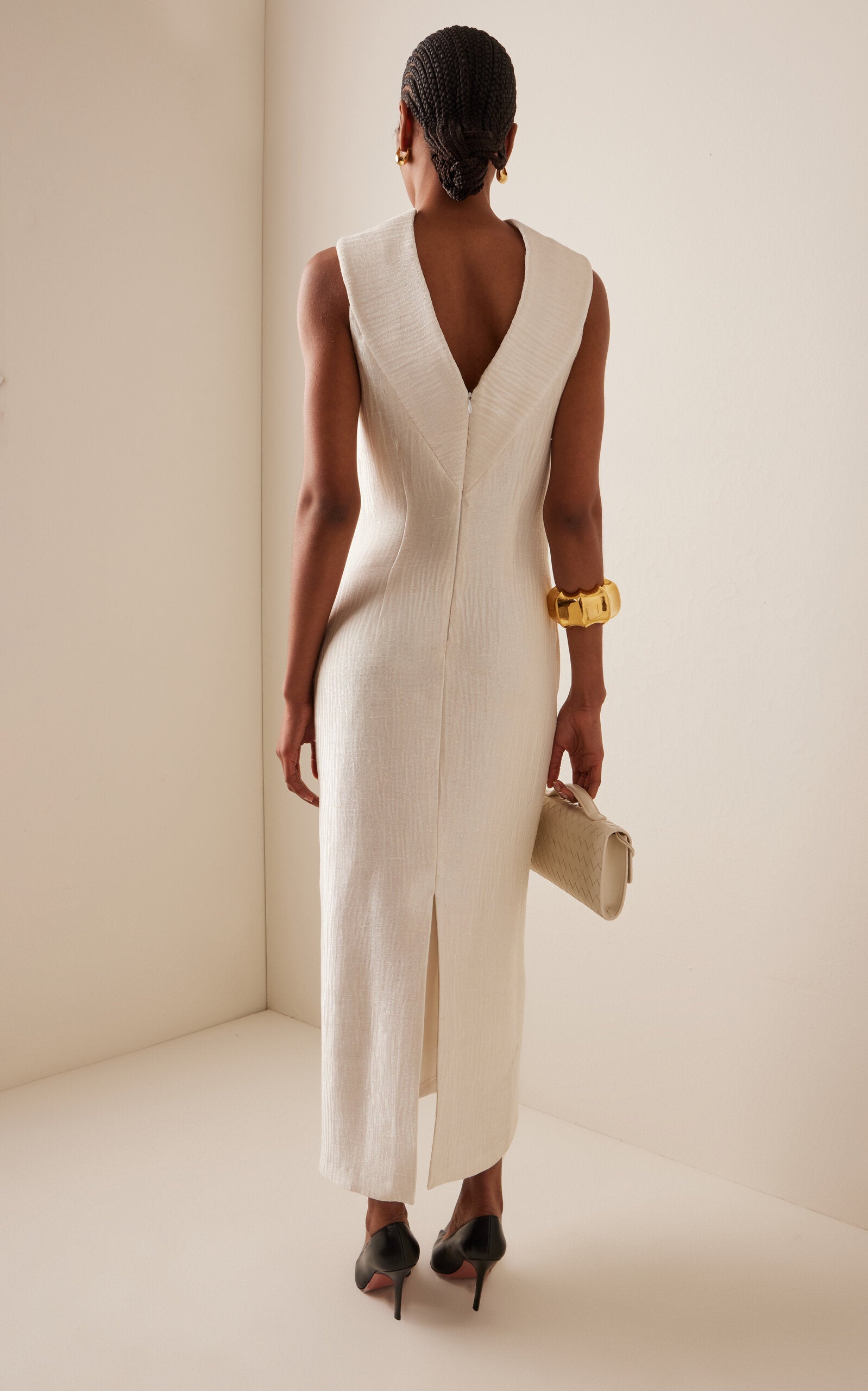 The Blair Pleated Sponge Silk Midi Dress