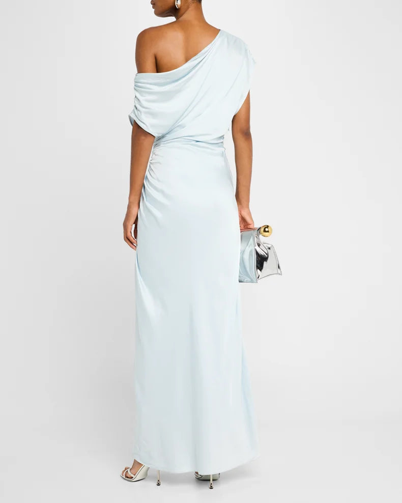 Penny One-Shoulder Ruched Satin Gown Charming and unique design Beautiful generous simple