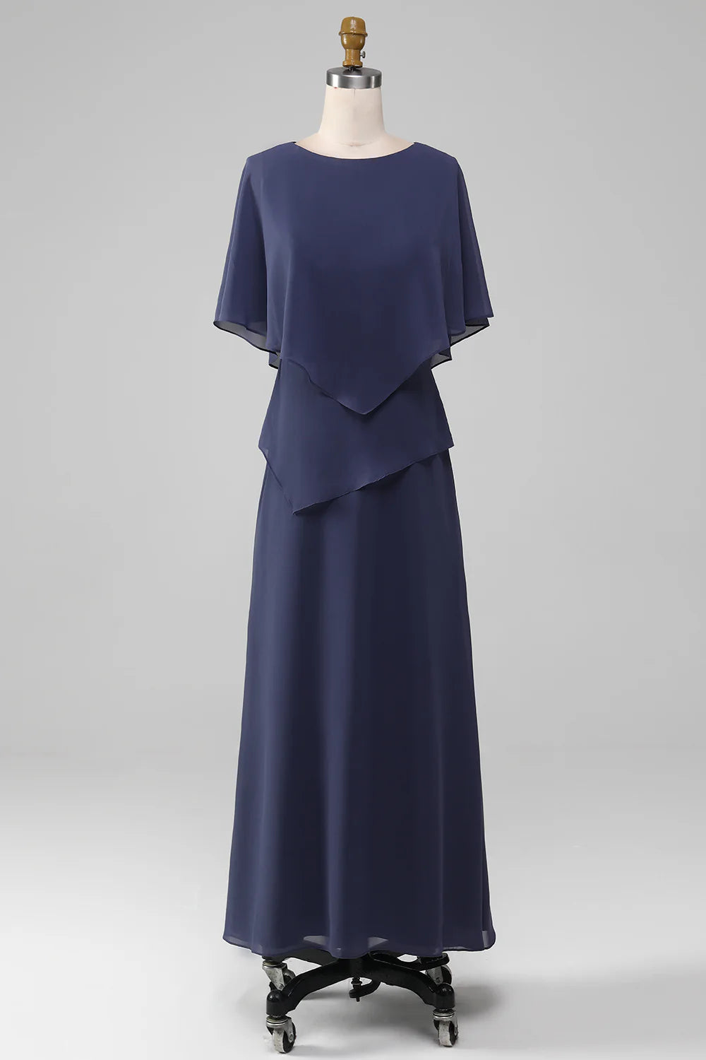 Stormy Sheath/Column Scoop Tea-Length Chiffon Mother of the Bride Dress