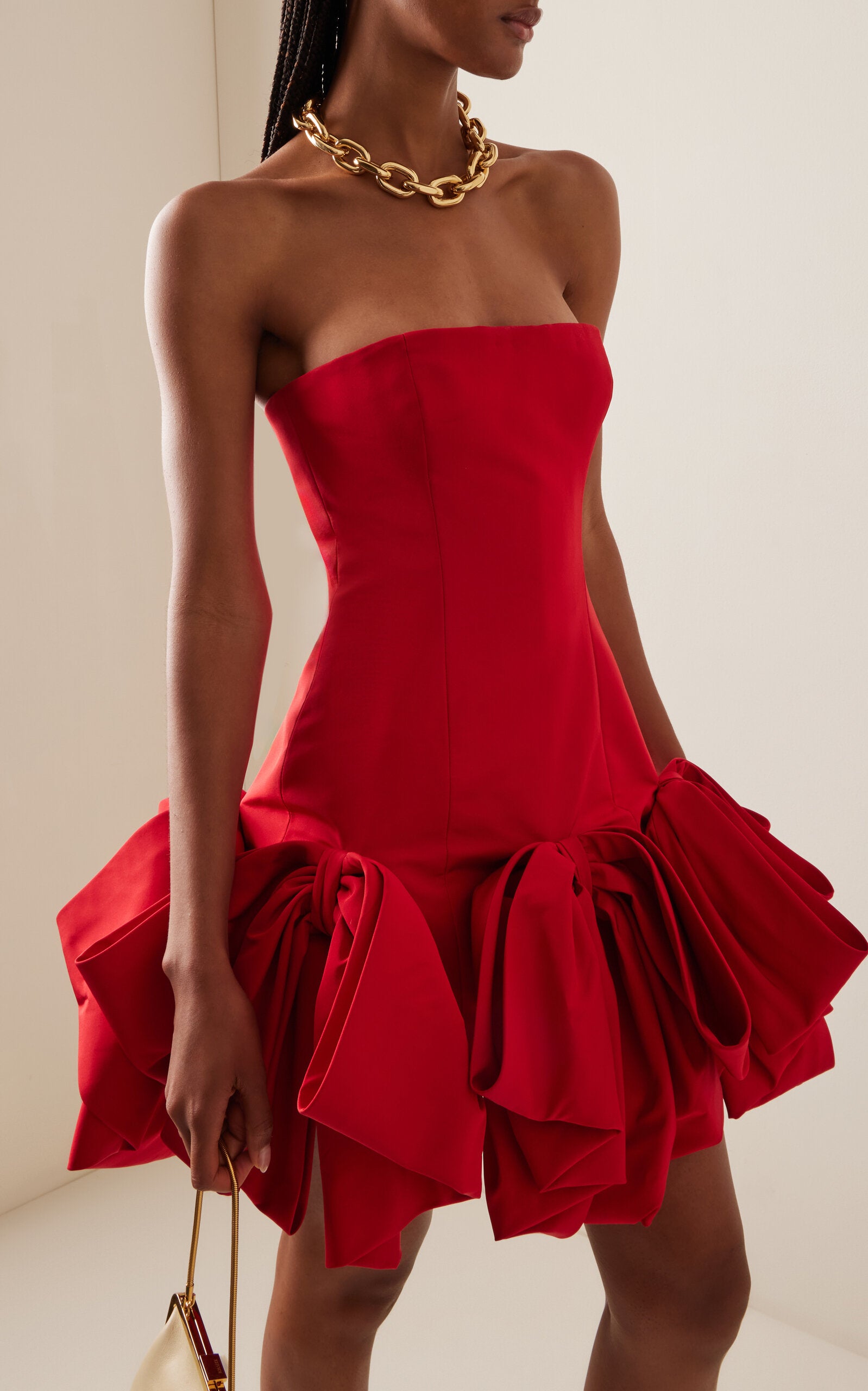 Bow-Detailed Silk Mini Dress Simple gentle beautiful and grand