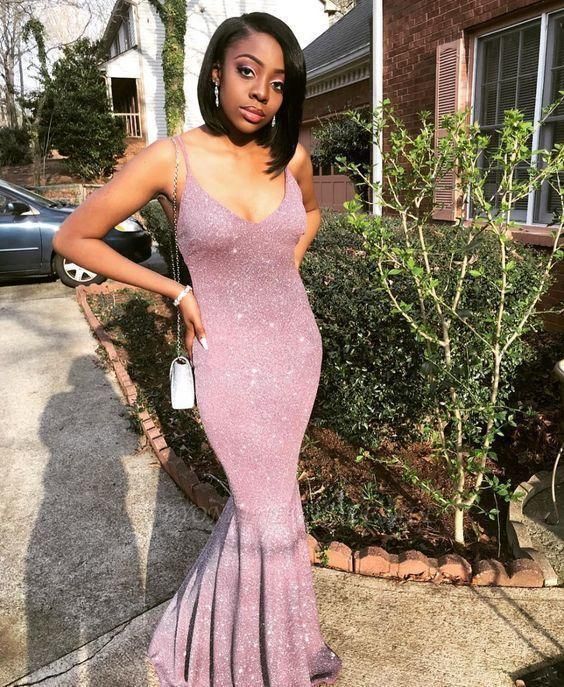 Stunning Sequined Mermaid Spaghetti-strap Long Sleeveless Prom Dress