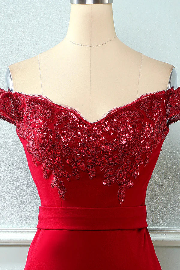 Off Shoulder Sequins Mermaid Prom Dress simple gentle atmospheric and unique desi