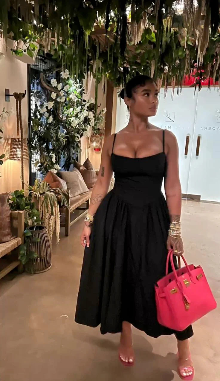 A line Black Evening Dresses Black Prom Party Gown