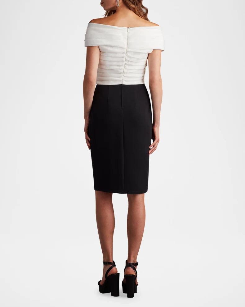 Pleated Two-Tone Crepe & Taffeta Dress Beautiful and charming simple and unique design