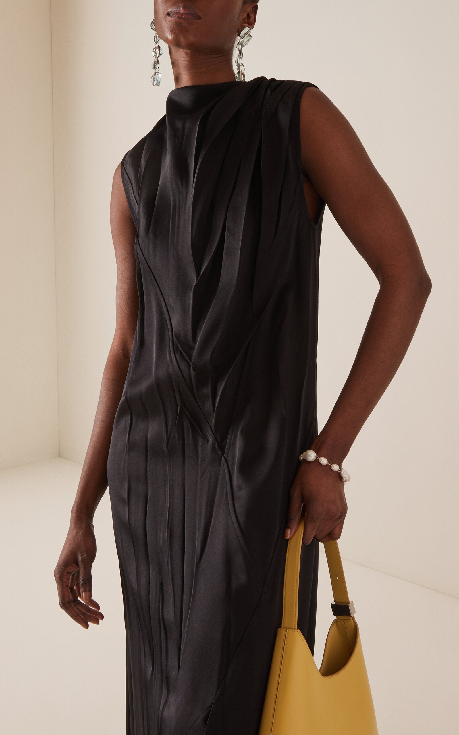 Ladies' Spring And Summer Vacation Cape-Detailed Roma Layered Dream Organic Silk Crepe Chine Mini Dress Column Gown