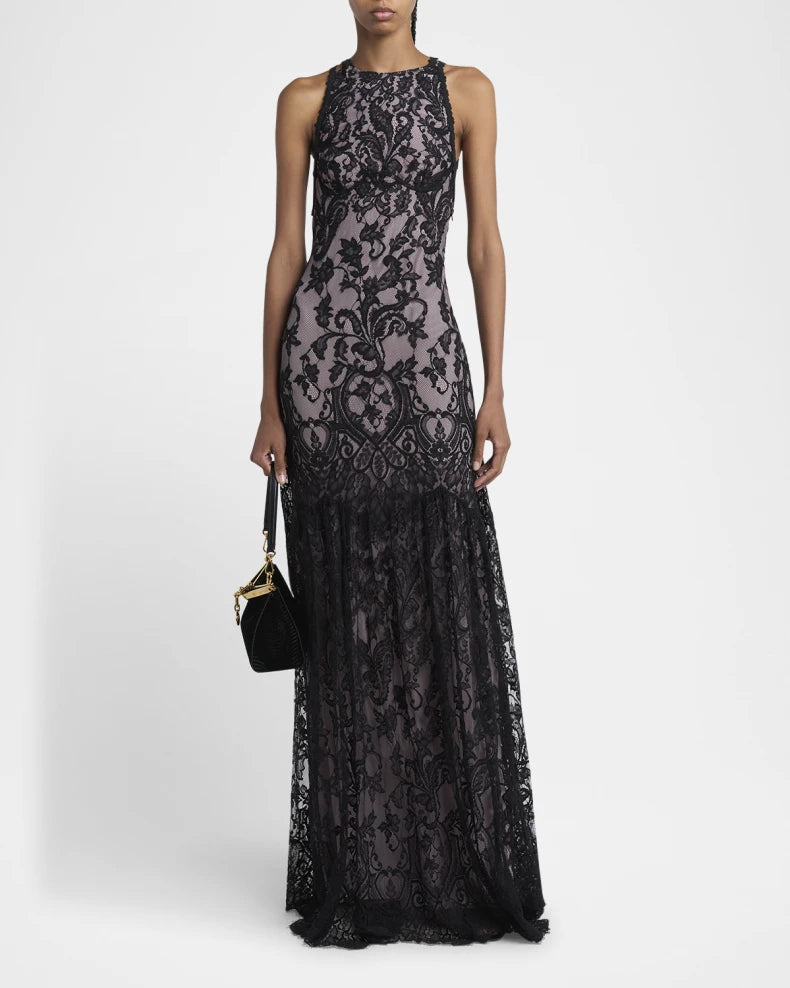 Charming and unique design Beautiful generous simple Strappy Lace Trumpet Gown