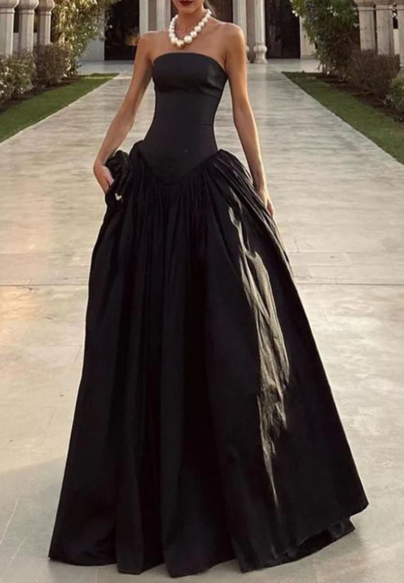 Straight Across Sleeveless Lace-Up Pleated A-Line Prom Dress Simple gentle beautiful and unique design